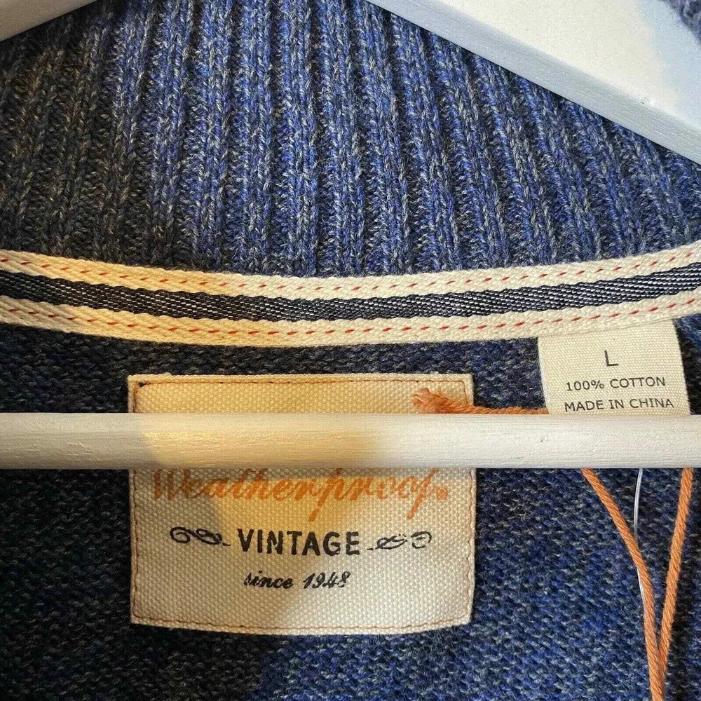 Weatherproof Vintage L Large 100% Cotton Pullover Sweater 1/4 Zip NWT Msrp $75